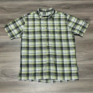 Kuhl Large Button Up Shirt Green Eluxur Plaid Ionik SS Outdoor Hiking Gorpcore
